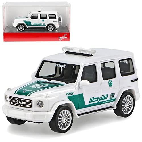 Mercedes-B G-Klasse W463 Weiss Police Polizei Dubai VAE Neue Generation Ab 2018 H0 1/87 Herpa Modell Auto mit individiuellem Wunschkennzeichen von alles-meine.de GmbH