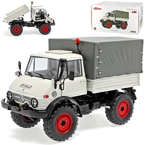Mercedes-B U406 Unimog Kiesel Grau mit Plane 1963-1989 1/18 Schuco Modell Auto mit individiuellem Wunschkennzeichen von alles-meine.de GmbH