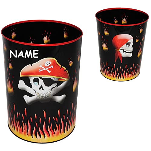 Papierkorb Pirat Totenkopf - Metall - incl. Namen - Mülleimer Eimer - Aufbewahrungsbox für Kinder Jungen - Schatztruhe/Abfallbehälter/Abfalleimer Kinderzi.. Papierkorb Pirat Totenkopf - Metall - incl. Namen - Mülleimer Eimer - Aufbewahrungsbox für Kinder Jungen - Schatztruhe/Abfallbehälter/Abfalleimer Kinderzi.. von alles-meine.de GmbH