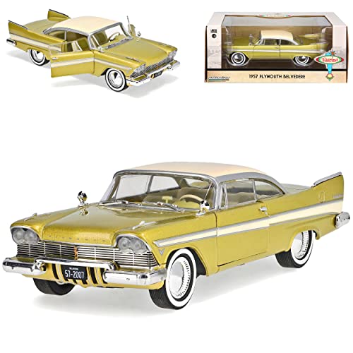 Plymouth Belvedere Coupe Gold 1957 Tulsarama 1/24 Greenlight Modell Auto mit individiuellem Wunschkennzeichen von alles-meine.de GmbH