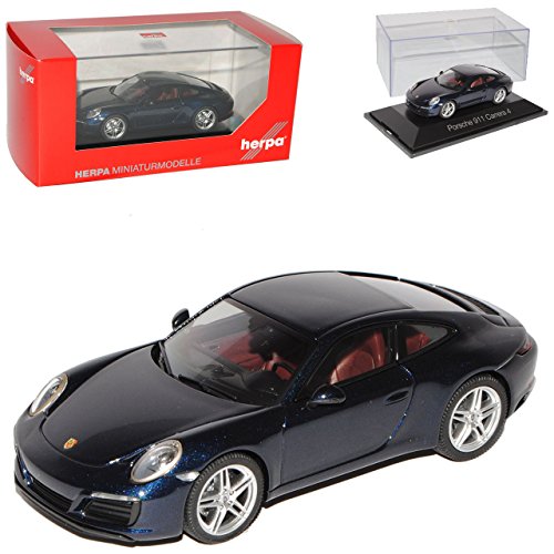Porsche 911 991 Carrera 4 Coupe Dunkel Blau Schwarz Modell Ab 2012 1/43 Herpa Modell Auto mit individiuellem Wunschkennzeichen von alles-meine.de GmbH