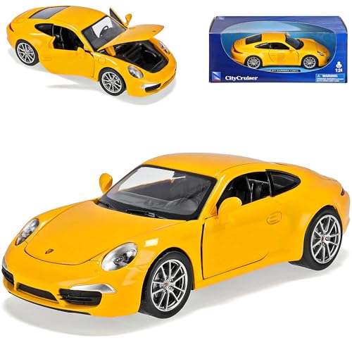 Porsche 911 991 Carrera 4 Gelb Coupe Ab 2011 1/24 New Ray Modell Auto mit individiuellem Wunschkennzeichen von alles-meine.de GmbH