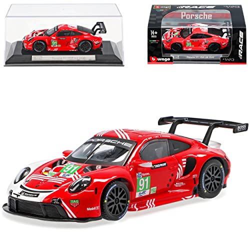 Porsche 911 991 Rennversion Coupe Rot Le Mans 2020 mit Sockel und Vitrine 1/43 Bburago Modell Auto mit individiuellem Wunschkennzeichen von alles-meine.de GmbH