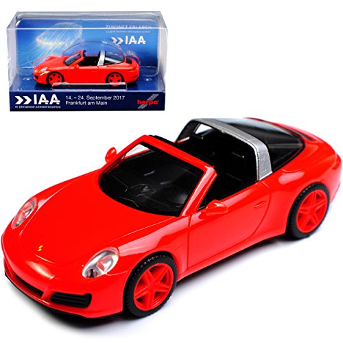 Porsche 911 991 Targa Cabrio Rot Sondermodell IAA 2017 Modell Ab 2012 Ab Facelift 2015 H0 1/87 Herpa Modell Auto mit individiuellem Wunschkennzeichen von alles-meine.de GmbH
