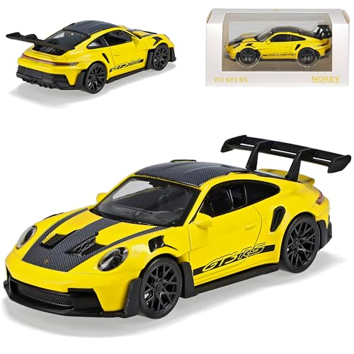 Porsche 911 992 GT3 RS Coupe Gelb mit Schwarz Neue Generation Ab 2019 Version Ab 2022 1/43 Norev Modell Auto mit individiuellem Wunschkennzeichen von alles-meine.de GmbH