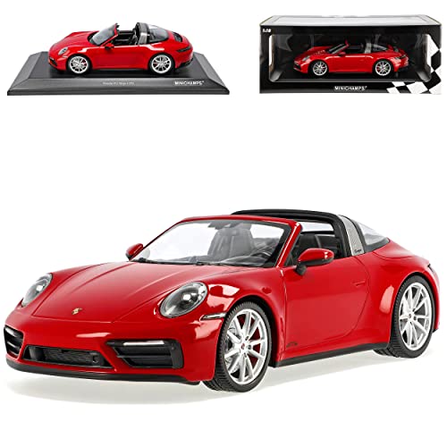 alles-meine.de GmbH Porsche 911 992 Targa 4 GTS Cabrio Rot Neue Generation Ab 2019 1/18 Minichamps Modell Auto mit individiuellem Wunschkennzeichen von alles-meine.de GmbH