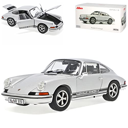 Porsche 911 S Urmodell Coupe Silber mit Schrift in Schwarz 1963-1973 1/18 Schuco Modell Auto mit individiuellem Wunschkennzeichen von alles-meine.de GmbH