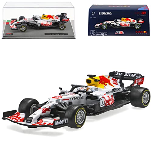 Red Bull RB16B Racing Max Verstappen Nr 33 Formel 1 Sondermodell in Weiss Tribute Hon-da GP Istanbul 2021 mit Sockel und Vitrine 1/43 Bburago Modell Auto mit individiuellem Wunschkennzeichen von alles-meine.de GmbH