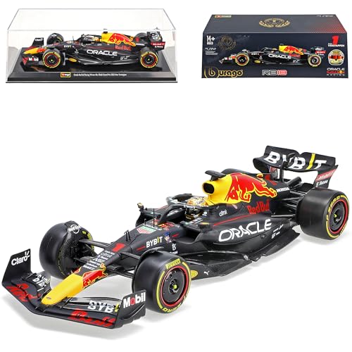 Red Bull RB18 Racing Max Verstappen Nr 1 Formel 1 Weltmeister 2022 mit Sockel und Vitrine 1/24 Bburago Modell Auto mit individiuellem Wunschkennzeichen von alles-meine.de GmbH
