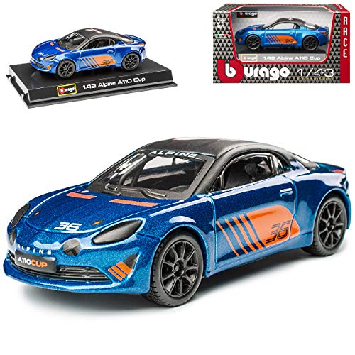 alles-meine.de GmbH Renautl Alpine A110 Coupe Blau Cup Nr 44 Ab 2017 1/43 Burago Modell Auto mit individiuellem Wunschkennzeichen von alles-meine.de GmbH