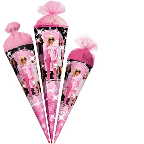 Schultüte - Barbie - 35-85 cm - Größe wählbar - Holzspitze wählbar - Zuckertüte - Tüll - oder Filzabschluß - eckig/rund - klein & groß - Geschenktüte - Sc.. von alles-meine.de GmbH