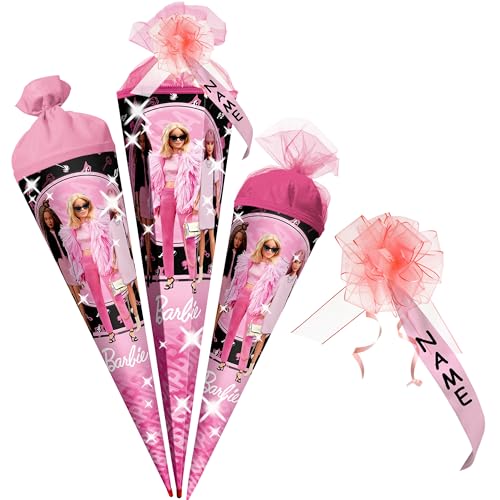 Schultüte - Barbie - 35-85 cm - Größe wählbar - Holzspitze wählbar - inkl. Name + Verschluß-Schleife - Zuckertüte - Tüll - oder Filzabschluß - eckig/rund .. Schultüte - Barbie - 35-85 cm - Größe wählbar - Holzspitze wählbar - inkl. Name + Verschluß-Schleife - Zuckertüte - Tüll - oder Filzabschluß - eckig/rund .. von alles-meine.de GmbH