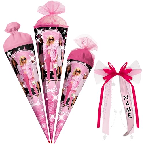 Schultüte - Barbie - 35-85 cm - Größe wählbar - Holzspitze wählbar - inkl. Name + Verschluß-Schleife - Zuckertüte - Tüll - oder Filzabschluß - eckig/rund .. Schultüte - Barbie - 35-85 cm - Größe wählbar - Holzspitze wählbar - inkl. Name + Verschluß-Schleife - Zuckertüte - Tüll - oder Filzabschluß - eckig/rund .. von alles-meine.de GmbH