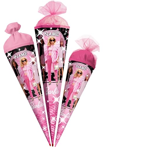 Schultüte - Barbie - 35-85 cm - Größe wählbar - Holzspitze wählbar - inkl. Name - Zuckertüte - Tüll - oder Filzabschluß - eckig/rund - klein & groß - Gesc.. von alles-meine.de GmbH