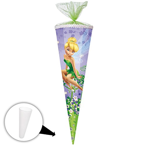 Schultüte - Fairies - Fee Tinkerbell - 22 bis 100 cm - 12-eckig - Organza - Blumenabschluß - Zuckertüte - mit/ohne Kunststoff Spitze - Nestler - Mädchen - T.. von alles-meine.de GmbH