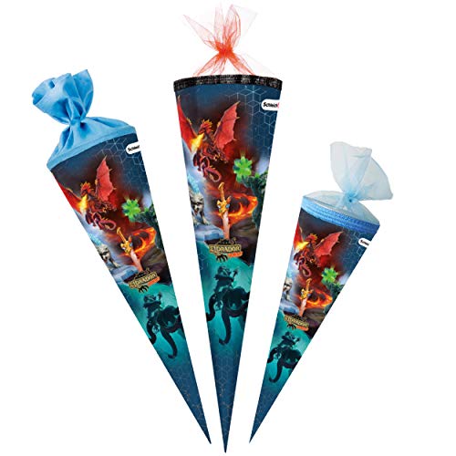 Schultüte - Drachen - kompatibel mit Schleich Eldrador Creatures - 35 cm - rund - Tüllabschluß - Zuckertüte - mit/ohne Kunststoff Spitze - Nestler - Jungen .. von alles-meine.de GmbH