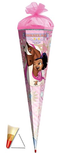 Schultüte - Horseland 22 cm - mit Tüllabschluß - Zuckertüte Roth Pferd Pferde Pferderanch Tier rosa Blumen von alles-meine.de GmbH