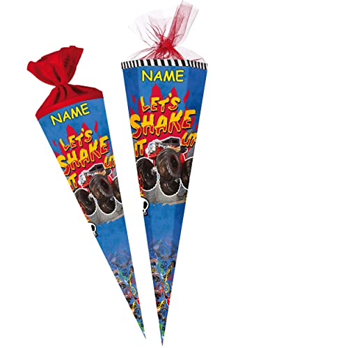Schultüte - Hot Wheel. - Monstershake 70-85 cm Größe wählbar inkl. Name - Zuckertüte - Tüllabschluß/Filzabschluß - eckig/rund - Jungen - klein & g.. von alles-meine.de GmbH