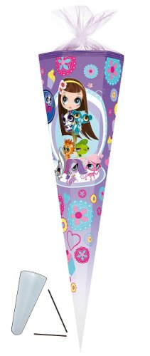 Schultüte - Littlest Pet Shop 50 cm - mit Tüllabschluß - Zuckertüte Nestler Pet Shop Tiere Tier Tierchen Mädchen Blumen Blume von alles-meine.de GmbH