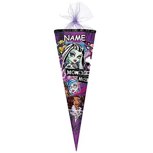 Schultüte - Monster High - 85 cm - eckig - incl. Name - Tüllabschluß - Zuckertüte - mit/ohne Kunststoff Spitze - Nestler - Mädchen - Vampire Puppen/Fr.. von alles-meine.de GmbH