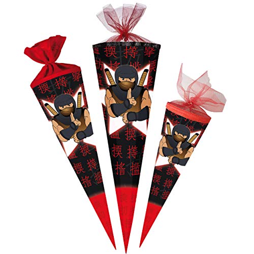 Schultüte - Ninja Kämpfer - Samurai - 85 cm - 6 eckig - Tüllabschluß - Zuckertüte - mit/ohne Kunststoff Spitze - Nestler - Jungen Junge - Fighter Ninjas - K.. Schultüte - Ninja Kämpfer - Samurai - 85 cm - 6 eckig - Tüllabschluß - Zuckertüte - mit/ohne Kunststoff Spitze - Nestler - Jungen Junge - Fighter Ninjas - K.. von alles-meine.de GmbH