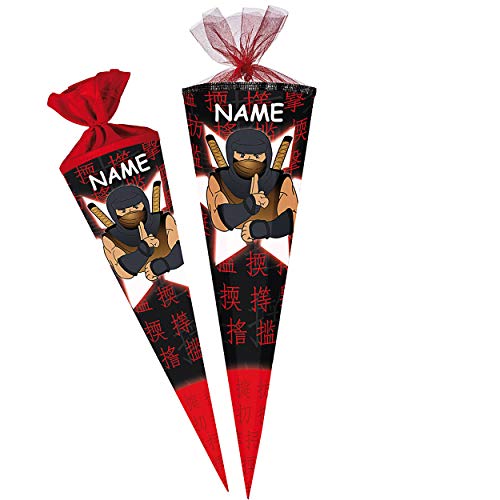 Schultüte - Ninja Kämpfer - Samurai - 85 cm - 6 eckig - incl. Name - Tüllabschluß - Zuckertüte - mit/ohne Kunststoff Spitze - Nestler - Jungen Junge - Fight.. Schultüte - Ninja Kämpfer - Samurai - 85 cm - 6 eckig - incl. Name - Tüllabschluß - Zuckertüte - mit/ohne Kunststoff Spitze - Nestler - Jungen Junge - Fight.. von alles-meine.de GmbH