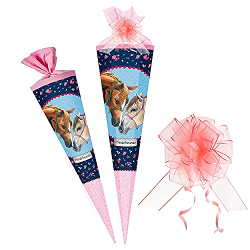 Schultüte - Pferdefreunde - Pferd & Schmetterling - 70 cm - rund - incl. Schleife - Filzabschluß - Zuckertüte - Nestler - Schultütenschleife/Zuckertütensch.. von alles-meine.de GmbH