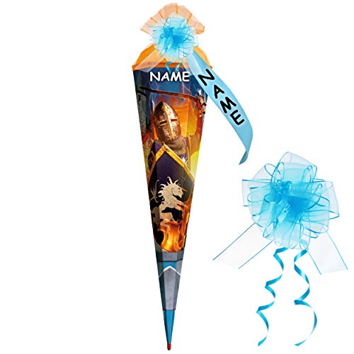 Schultüte - Ritter & Ritterburg - 50 cm - rund - incl. Name und individueller Schleife - mit Tüllabschluß - Zuckertüte - mit/ohne Holzspitze - Roth - Sc.. Schultüte - Ritter & Ritterburg - 50 cm - rund - incl. Name und individueller Schleife - mit Tüllabschluß - Zuckertüte - mit/ohne Holzspitze - Roth - Sc.. von alles-meine.de GmbH