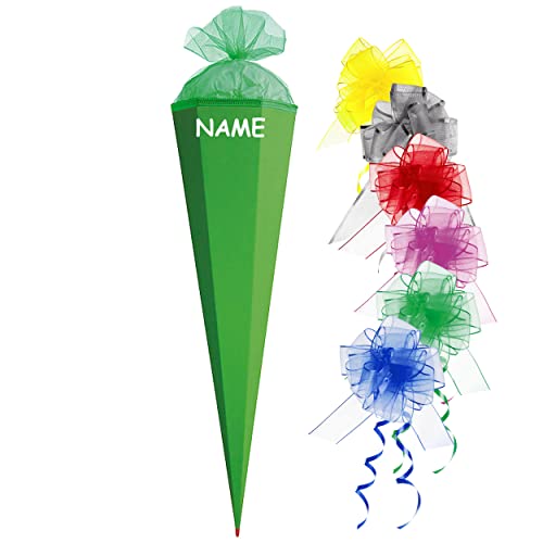 Schultüte - Rohling - GRÜN Größenwahl 35 cm bis 100 cm incl. Namen und Schleife - mit Holzspitze - Zuckertüte ALLE Größen - Roth - zum Basteln, Bemalen .. von alles-meine.de GmbH