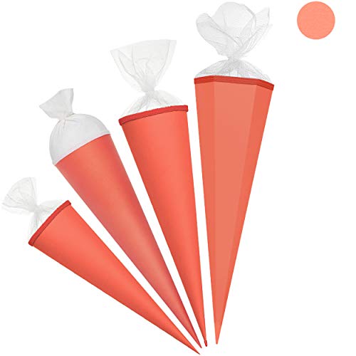 Schultüte - Rohling - Koralle/orange rot - 70 cm - rund - Filzabschluß - mit/ohne Kunststoff Spitze - Zuckertüte - Ursus - Jungen Mädchen - einfarbig Uni .. von alles-meine.de GmbH
