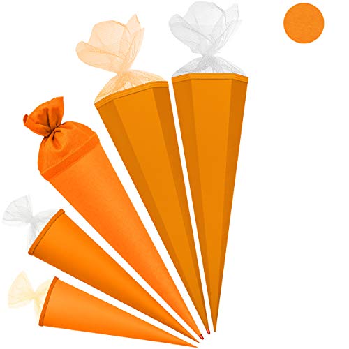 Schultüte - Rohling - ORANGE - 70 cm - mit Holzspitze - rund - Filzabschluß - Zuckertüte - Roth - Jungen Mädchen - einfarbig Uni - Schultütenrohling mit Vers.. von alles-meine.de GmbH