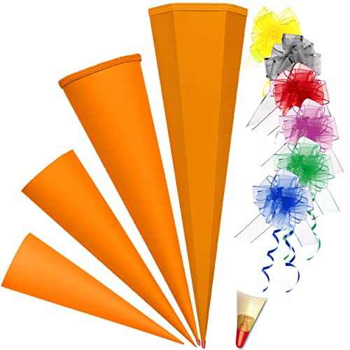 Schultüte - Rohling - ORANGE Größenwahl - 35 cm bis 100 cm rund - incl. Schleife - OHNE Tüll Abschluß - mit Holzspitze___ Zuckertüte ALLE Größen - Roth -.. von alles-meine.de GmbH