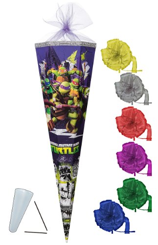 Schultüte - Teenage Mutant Ninja Turtles 22 cm - incl. Schleife - mit/ohne Kunststoff Spitze - Tüllabschluß - Zuckertüte Nestler - für Jungen Turtle Schildk.. von alles-meine.de GmbH