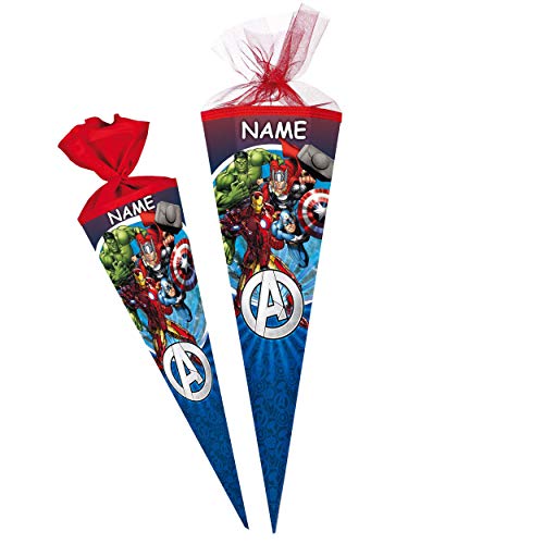 Schultüte - The Avengers - Assenble Avenger - 100 cm - eckig - incl. Name - Tüllabschluß - Zuckertüte - mit/ohne Kunststoff Spitze - Nestler - Jungen - Init.. von alles-meine.de GmbH