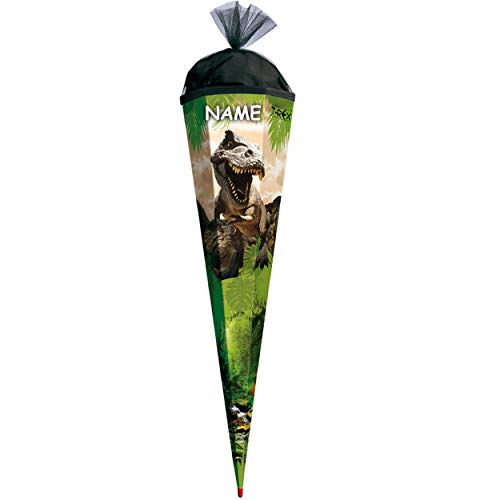Schultüte - Tyrannsosaurus Rex - Dinosaurier - 22-100 cm - Größe wählbar - eckig - incl. Name - Tüllabschluß - Zuckertüte - mit Holzspitze - Roth - Jung.. von alles-meine.de GmbH