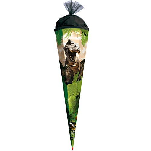 Schultüte - Tyrannsosaurus Rex - Dinosaurier - 22-100 cm - Größe wählbar - rund - mit Tüllabschluß - Zuckertüte - mit/ohne Holzspitze - Roth - Jungen .. von alles-meine.de GmbH