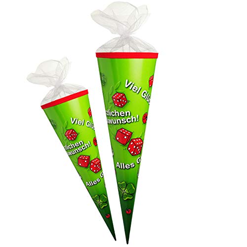 Schultüte - Viel Glück - Alles Gute & Herzlichen Glückwunsch - 50 cm - rund - Tüllabschluß - Zuckertüte - mit/ohne Kunststoff Spitze - Jungen Mädchen - Klas.. Schultüte - Viel Glück - Alles Gute & Herzlichen Glückwunsch - 50 cm - rund - Tüllabschluß - Zuckertüte - mit/ohne Kunststoff Spitze - Jungen Mädchen - Klas.. von alles-meine.de GmbH