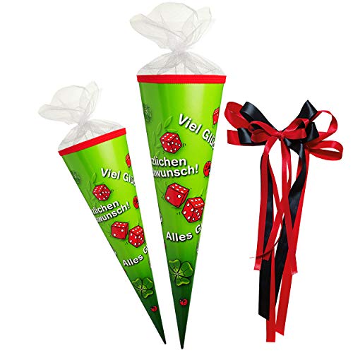 Schultüte - Viel Glück - Alles Gute & Herzlichen Glückwunsch - 50 cm - rund - incl. große Schleife - Tüllabschluß - Zuckertüte - mit/ohne Kunststoff Spitze .. Schultüte - Viel Glück - Alles Gute & Herzlichen Glückwunsch - 50 cm - rund - incl. große Schleife - Tüllabschluß - Zuckertüte - mit/ohne Kunststoff Spitze .. von alles-meine.de GmbH
