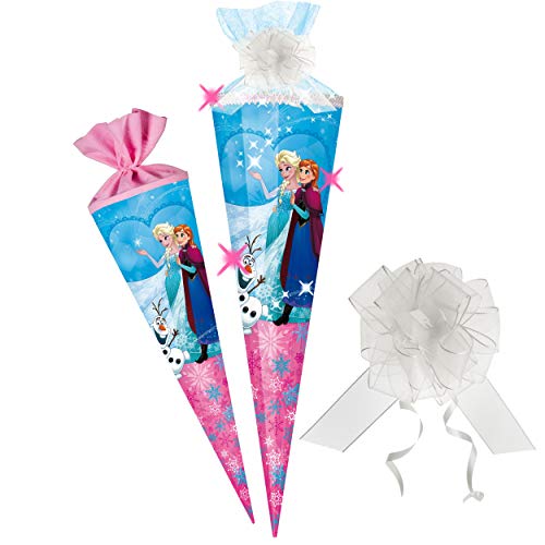 Schultüte - die Eiskönigin - Frozen - 100 cm - 12 eckig - incl. Schleife - Organza Abschluß - Zuckertüte - mit/ohne Kunststoff Spitze - Nestler - Schult.. von alles-meine.de GmbH