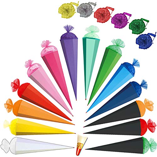 Schultüte - einfarbig - Rohling/Bastelschultüte - Mint grün - Minze - 85 cm - incl. Schleife - mit Holzspitze/Filzabschluß - Zuckertüte Roth - zum Basteln.. von alles-meine.de GmbH