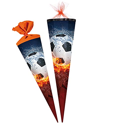 Schultüte - mit 3D Glitzer - Effekt ! - Fußball - Ball in Flamme - Größe wählbar - 22-100 cm - 6 eckig - Tüllabschluß - Zuckertüte - Nestler - Jungen Junge .. von alles-meine.de GmbH