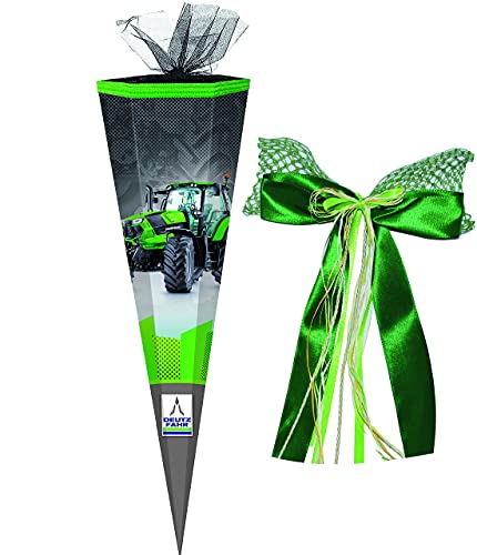 Schultüte - mit 3D Glitzer - Effekt ! - Traktor & Landmaschine - Deutz - 50-85 cm - Größe wählbar - eckig - incl. große 3-D Effekt - Schleife - Tüllabsc.. von alles-meine.de GmbH