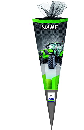 Schultüte - mit 3D Glitzer - Effekt ! - Traktor & Landmaschine - Deutz - 50-85 cm - Größe wählbar - rund - incl. Name - Tüllabschluß - Zuckertüte - mit .. von alles-meine.de GmbH