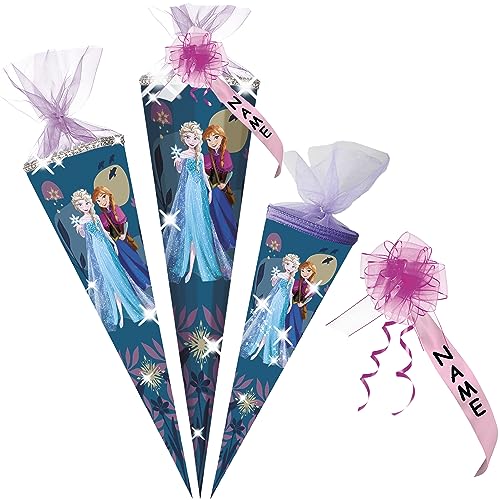 Schultüte mit Glitzer - Strass Steinen ! Disney - die Eiskönigin/Frozen 35-85 cm Größe wählbar inkl. Name + Verschluß-Schleife - Zuckertüte - Tü.. von alles-meine.de GmbH