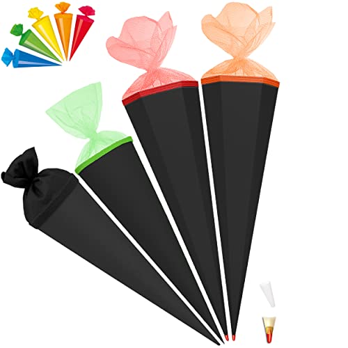 Set_ Schultüte - Rohling - SCHWARZ & grün + 5 kleine Zuckertüten - 85 cm - mit Holzspitze - 6 eckig - Tüllabschluß - Zuckertüte - Roth - Jungen Mädchen - einf.. von alles-meine.de GmbH