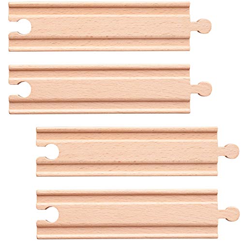 Set: 8 Stück Holz - Schienen - gerade & lang - für Eisenbahn/Holzeisenbahn - 16 cm - passend für alle Schienen-Systeme & Straßen - z.B. Brio/Heros/Eic.. von alles-meine.de GmbH