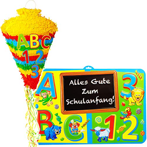 Set: XL Pinata + Schild - Schultüte/Zuckertüte - Alles Gute zum Schulanfang ! - zum Befüllen - 57 cm - Deko & Spielzeug - für Süßigkeiten & Geschenke - Deko.. Set: XL Pinata + Schild - Schultüte/Zuckertüte - Alles Gute zum Schulanfang ! - zum Befüllen - 57 cm - Deko & Spielzeug - für Süßigkeiten & Geschenke - Deko.. von alles-meine.de GmbH