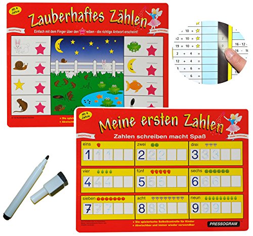 Stift + Pressogramm: schreib und wisch Weg - erstes Zählen, Rechnen + Zahlen schreiben Lernen - Zauberhaftes Zählen/Meine ersten Zahlen - ab 4 Jahre mit Sel.. von alles-meine.de GmbH