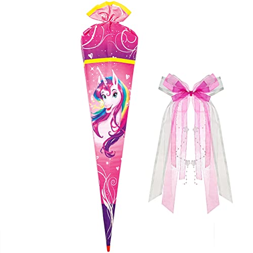 Stoff Schultüte Motiv + Größe + Zubehör wählbar 85/70 cm - inkl. Bänder Schleife - Holzspitze - Zuckertüte - Stoffabschluß - Roth 6 eckig rund - Mädchen.. Stoff Schultüte Motiv + Größe + Zubehör wählbar 85/70 cm - inkl. Bänder Schleife - Holzspitze - Zuckertüte - Stoffabschluß - Roth 6 eckig rund - Mädchen.. von alles-meine.de GmbH