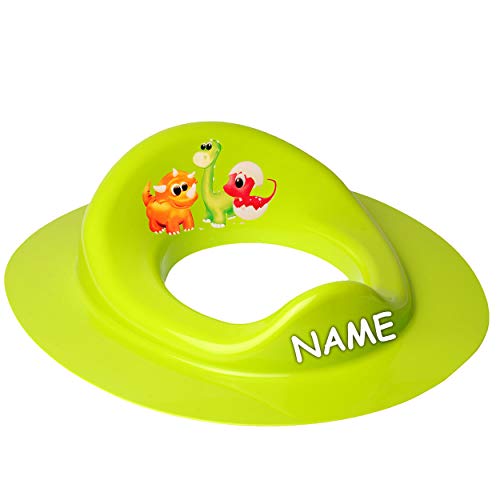 Toilettensitz/Toilettenaufsatz/Sitzverkleinerer - grün - apfelgrün Tiere - Dinosaurier - Dino inkl. Name - Bieco - Standardgröße mit Lehne & Pullersch.. von alles-meine.de GmbH